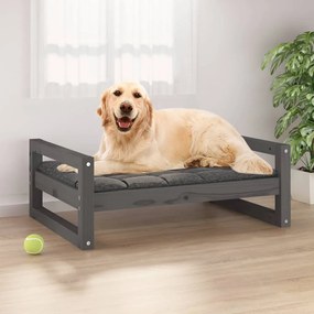 Cama para cães 75,5x55,5x28 cm madeira de pinho maciça cinzento