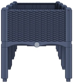 Vaso/floreira de jardim c/ pernas 120x40x42 cm PP cinzento azul