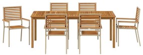 Conjunto de Jantar para Jardim 7 pcs Bege 200 x 100 x 74 cm