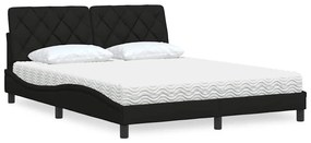vidaXL Cama com colchão 160x200 cm tecido preto