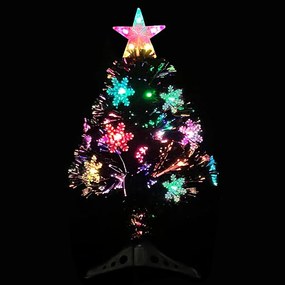 Árvore de Natal com flocos de neve LED 64 cm fibra ótica preto