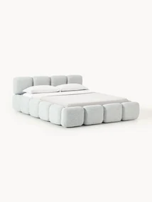 Cama estofada em bouclé com espaço de arrumação Tayla
