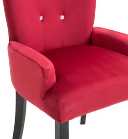 Cadeira de jantar com apoio de braços 2 pcs veludo vermelho