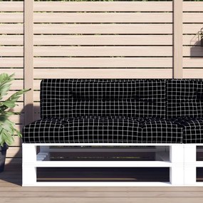 vidaXL Almofadão p/ sofá de paletes 120x40x12cm tecido xadrez preto