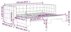 Sofá-cama com gavetão 80x200 cm veludo preto