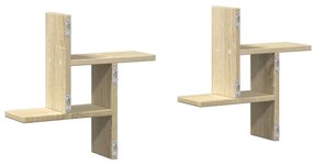 Prateleiras de parede 2 pcs derivados madeira carvalho sonoma