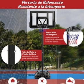 Cesto de basquetebol de 12 níveis 232-305 cm para adultos com rodas Inquebrável Preto