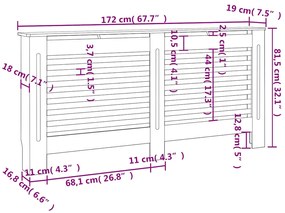 Cobertura de radiador 172x19x81,5 cm MDF branco