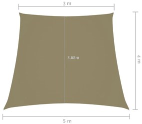 Para-sol estilo vela tecido oxford trapézio 3/5x4 m bege