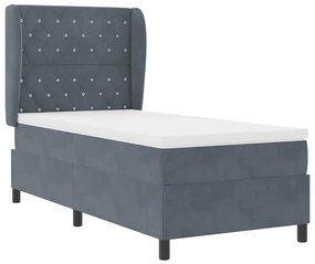 Cama com Estrado e Colchão Cinza Escuro 90x190 cm em Veludo