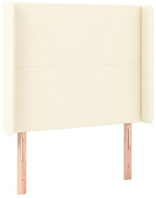 Cabeceira de cama c/ LED 93x16x118/128cm couro artificial crème