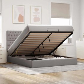 vidaXL Estrutura de cama otomana com colchão tecido cinzento 160x200cm