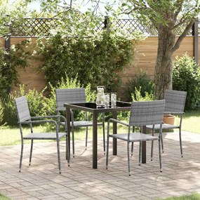 vidaXL Conjunto de Jantar para Jardim de 5 Peças Cinza Polirattan