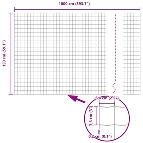 Cerca Euro 1,5x10 m Aço Galvanizado