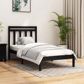 Estrutura cama pequena solteiro 75x190 cm madeira maciça preto