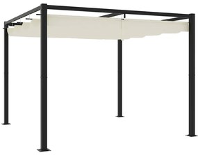 vidaXL Gazebo de jardim com teto retrátil 3x3 m aço creme