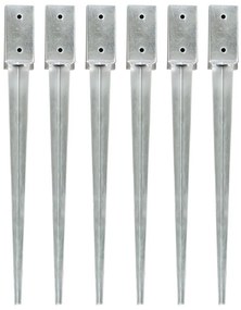 vidaXL Estacas de enterrar 6 pcs 7x7x75 cm aço galvanizado prateado