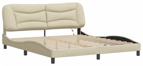 Estrutura de cama com LED sem colchão 180x200 cm tecido creme