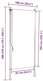 Estore de rolo para exterior 100x270cm tecido/aço azul e branco