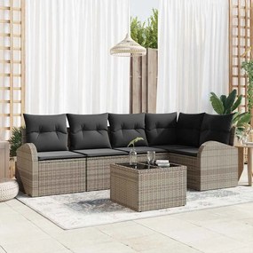 Conjunto de Sofá de Jardim de 5 Peças com Almofadas Preto Rattan Sintético