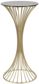 Mesa de Centro Centur Redonda – Ø50x103 cm – Dourado e Vidro Fumê