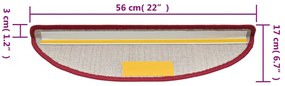 Tapetes de escada 15 pcs 56x17x3 cm vermelho bordô