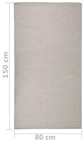 Tapete de tecido plano p/ exterior 80x150 cm cinza-acastanhado