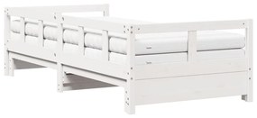 Sofá-cama c/ gavetão e colchões 90x190 cm pinho maciço branco