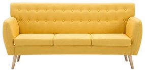 Sofá de 3 lugares estofos de tecido 172x70x82 cm amarelo