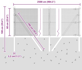 Cerca de Arame Soldado com 13 Estacas Verde 0.6x25 m Aço