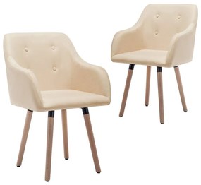 vidaXL Cadeiras de jantar 2 pcs tecido cor creme