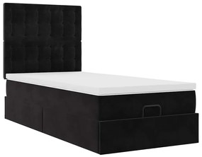 Estrutura de cama otomana com colchões preto veludo