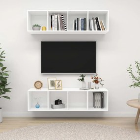 Armários de parede para TV 2 pcs derivados de madeira branco