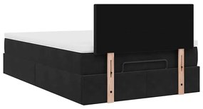 Estrutura de cama otomana com colchão 120x200 cm veludo preto