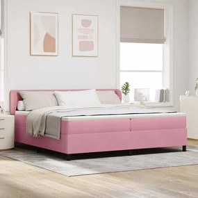 vidaXL Cama Box com colchão com cabeceira Rosa 200 x 200 cm Veludo