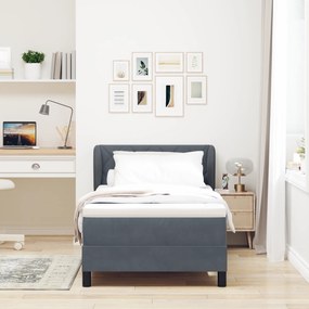 Cama Box Spring com Colchão VidaXL Cinza Escuro 90x200 cm em Veludo