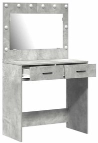 Mesa de Maquiagem vidaXL com Luzes LED Cinza Concreto 78,5x41x135 cm