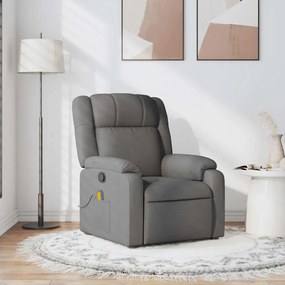 Poltrona de massagens reclinável tecido cinzento-escuro
