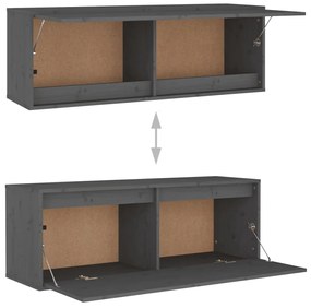 Móveis de TV 5 pcs madeira de pinho maciça cinzento