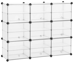 Armazenamento em cubo SONGMICS com portas, sapateira, unidade organizadora de plástico com divisórias, martelo de borracha incluído, para guarda-roupa, sala de estar, quarto, branco LPC502W