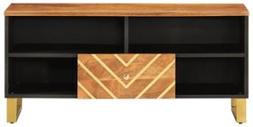 Móvel de TV 100x33,5x46 cm mangueira maciça castanho e preto