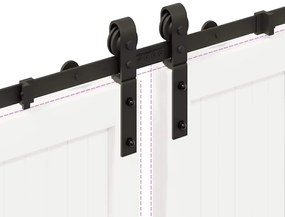 Kit de ferragens para porta deslizante 366 cm aço preto