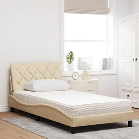 Cama com colchão 100x200 cm tecido cor creme