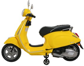 Vespa eletrica para crianças 12V ROMA, Rodas Espuma EVA, assento couro ecológico Amarela