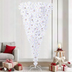 vidaXL Árvore de Natal Artificial com 300 LEDs Branco 240 cm PVC e Aço