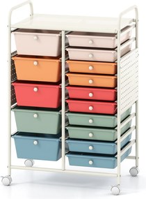 Carrinho de Armazenamento, 63 x 37 x 87,5 cm, 15 Gavetas, Multicolor