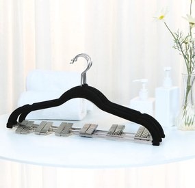 Cabides para calças de veludo, 12 unidades, pretos