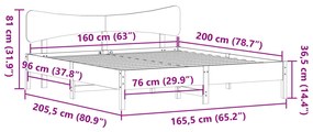 Cama sem colchão 160x200 cm madeira de pinho maciça branco