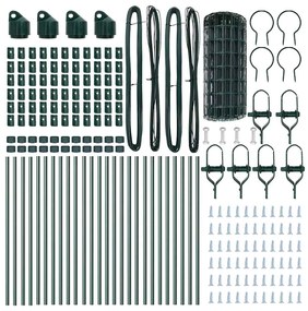 Cerca Euro com 13 postes, 0.4x50m, em aço galvanizado verde