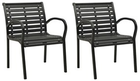 vidaXL Cadeiras de jardim 2 pcs aço e WPC preto